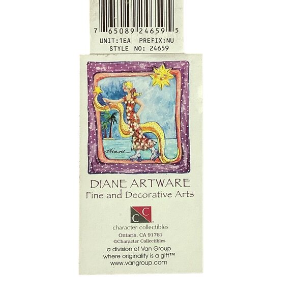 Vtg Diane Artware Decor Wall Ceramic Tile Whimsical Fish Flowers 6"x6" Signed - Picture 5 of 7